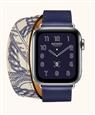 Apple Watch Hermès Series 5 Viền Bạc, Dây màu Ghi/Xanh 44mm